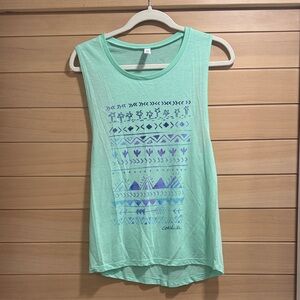 Coachella Mint Green Muscle Tee with Geometric Print